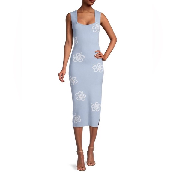 Hansen and Gretel Anais Intarsia Floral Midi Dress, blue hibiscus - Picture 5 of 5